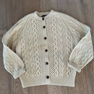 VTG Standún Sweater Women’s Wool Aran Cardigan Ireland Hand Knit Wear